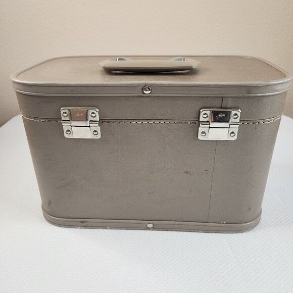 Vintage 50s 60s SKYWAY Luggage Train Cosmetic Case Mid Century Pinup Glam Travel - Picture 7 of 13